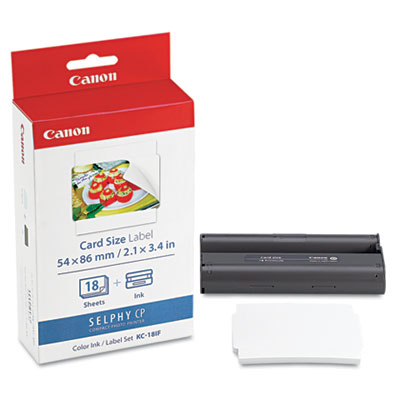 Canon 7741A001 (KC-18IF) Ink/Label Combo, Black/Tri-Color