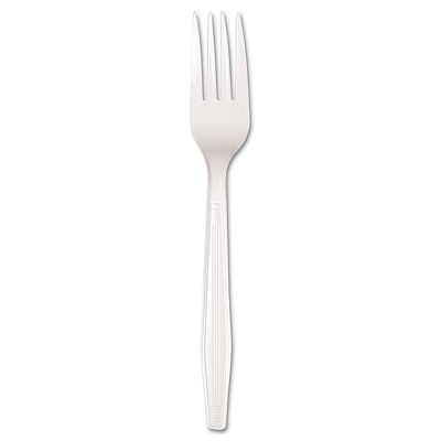 Boardwalk Mediumweight Polystyrene Cutlery, Fork, White, 100/Box (BWKFORKMWPSBX)