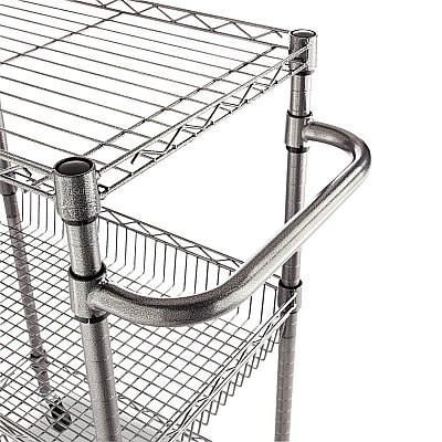 Alera Three-Tier Wire Cart with Basket, Metal, 2 Shelves, 1 Bin, 500 lb Capacity, 28" x 16" x 39", Black Anthracite (ALESW342416BA)