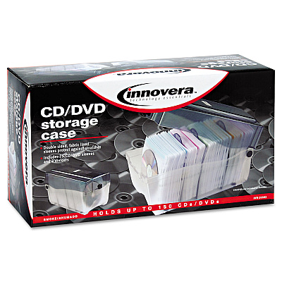 Innovera CD/DVD Storage Case, Holds 150 Discs, Clear/Smoke (IVR39502)