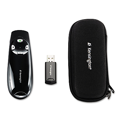Kensington Wireless Presenter Pro with Green Laser, Class 2, 150 ft Range, Black (KMW72353)