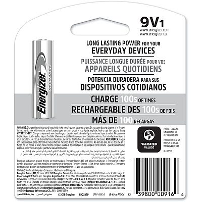 Energizer 9-Volt Recharge Batteries (EVENH22NBP)