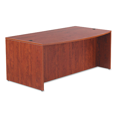 Alera Valencia Series Bow Front Desk Shell, 71" x 41.38" x 29.63", Medium Cherry (ALEVA227236MC)