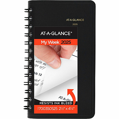 AT-A-GLANCE Weekly Planner, 4.5 x 2.5, Black Cover, 12-Month (Jan to Dec): 2026 (7003505)