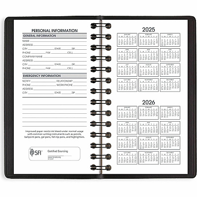 AT-A-GLANCE Weekly Planner, 4.5 x 2.5, Black Cover, 12-Month (Jan to Dec): 2026 (7003505)
