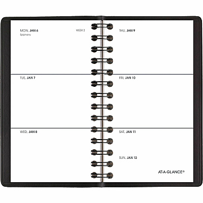 AT-A-GLANCE Weekly Planner, 4.5 x 2.5, Black Cover, 12-Month (Jan to Dec): 2026 (7003505)