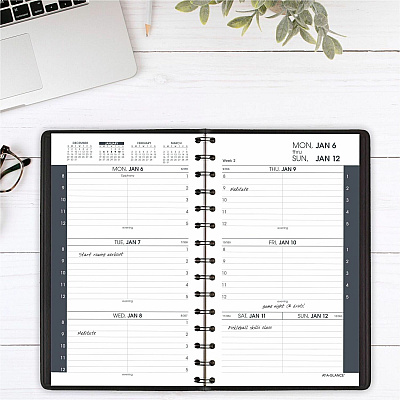 AT-A-GLANCE Weekly Block Format Appointment Book Ruled for Hourly Appointments, 8 x 5, Black Cover, 12-Month (Jan to Dec): 2026 (7007505)