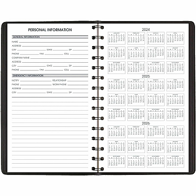 AT-A-GLANCE Weekly Block Format Appointment Book Ruled for Hourly Appointments, 8 x 5, Black Cover, 12-Month (Jan to Dec): 2026 (7007505)