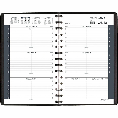 AT-A-GLANCE Weekly Block Format Appointment Book Ruled for Hourly Appointments, 8 x 5, Black Cover, 12-Month (Jan to Dec): 2026 (7007505)