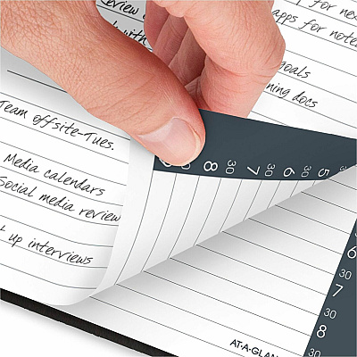 AT-A-GLANCE Daily Appointment Book with 30-Minute Appointments, 8 x 5, Black Cover, 12-Month (Jan to Dec): 2026 (7020705)