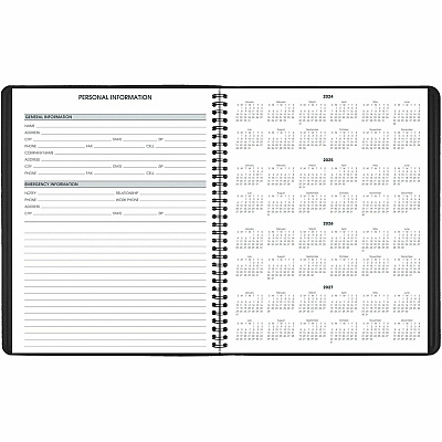 AT-A-GLANCE 24-Hour Daily Appointment Book, 11 x 8.5, Black Cover, 12-Month (Jan to Dec): 2026 (7021405)