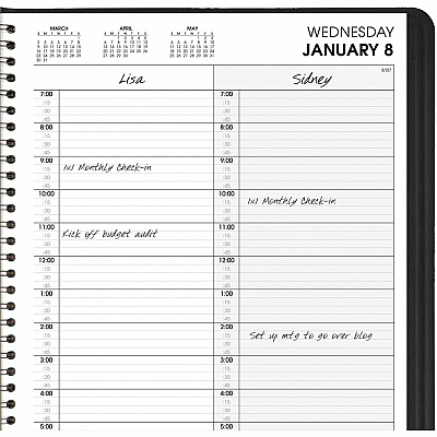 AT-A-GLANCE Two-Person Group Daily Appointment Book, 11 x 8, Black Cover, 12-Month (Jan to Dec): 2026 (7022205)
