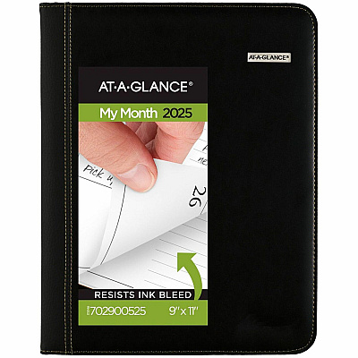 AT-A-GLANCE Executive Monthly Padfolio, 11 x 9, Black Cover, 13-Month: Jan 2026 to Jan 2027 (7029005)