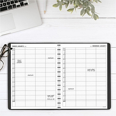 AT-A-GLANCE Four-Person Group Daily Appointment Book, 11 x 8, Black Cover, 12-Month (Jan to Dec): 2026 (7082205)