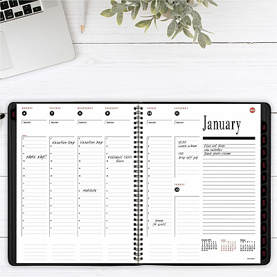 AT-A-GLANCE 800 Range Weekly/Monthly Appointment Book, 11 x 8.25, Black Cover, 12-Month (Jan to Dec): 2026 (7086405)