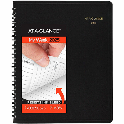 AT-A-GLANCE Weekly Vertical-Column Appointment Book Ruled for Hourly Appointments, 8.75 x 7, Black Cover, 13-Month: Jan 2026 to Jan 2027 (7086505)