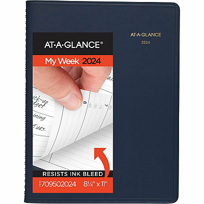 AT-A-GLANCE Weekly Appointment Book, 11 x 8.25, Navy Cover, 13-Month: Jan 2026 to Jan 2027 (7095020)