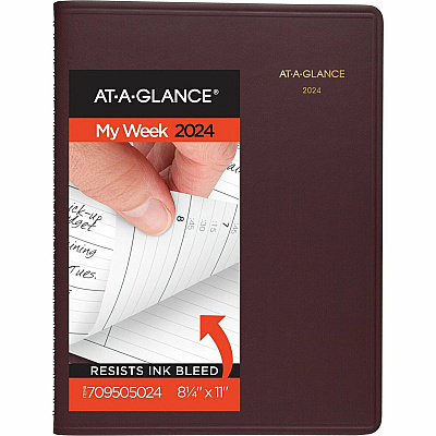 AT-A-GLANCE Weekly Appointment Book, 11 x 8.25, Winestone Cover, 13-Month: Jan 2026 to Jan 2027 (7095050)