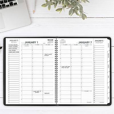 AT-A-GLANCE Triple View Weekly Vertical-Column Format Appointment Book, 11 x 8.25, Black Cover, 12-Month (Jan to Dec): 2026 (70950V05)