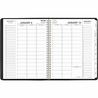 AT-A-GLANCE Triple View Weekly Vertical-Column Format Appointment Book, 11 x 8.25, Black Cover, 12-Month (Jan to Dec): 2026 (70950V05)