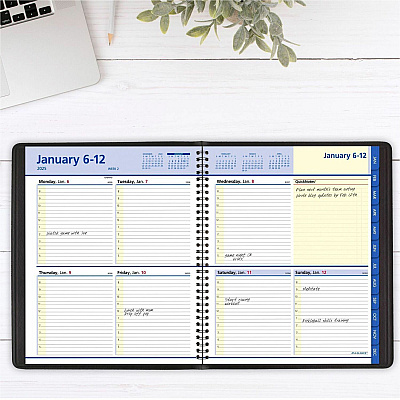 AT-A-GLANCE QuickNotes Weekly Block Format Appointment Book, 10 x 8, Black Cover, 12-Month (Jan to Dec): 2026 (760105)