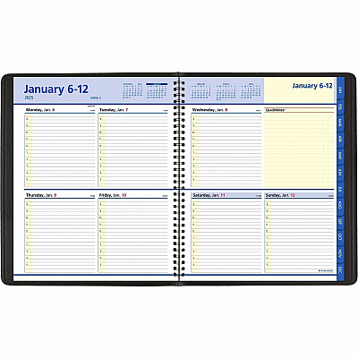 AT-A-GLANCE QuickNotes Weekly Block Format Appointment Book, 10 x 8, Black Cover, 12-Month (Jan to Dec): 2026 (760105)