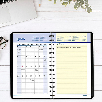 AT-A-GLANCE QuickNotes Weekly Block Format Appointment Book, 8.5 x 5.5, Black Cover, 12-Month (Jan to Dec): 2026 (760205)
