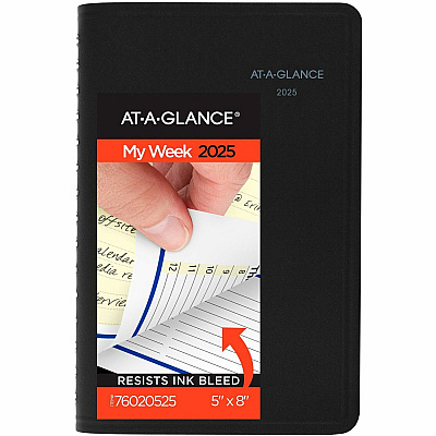 AT-A-GLANCE QuickNotes Weekly Block Format Appointment Book, 8.5 x 5.5, Black Cover, 12-Month (Jan to Dec): 2026 (760205)