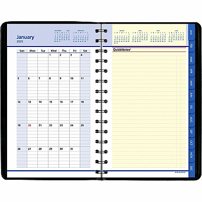 AT-A-GLANCE QuickNotes Weekly Block Format Appointment Book, 8.5 x 5.5, Black Cover, 12-Month (Jan to Dec): 2026 (760205)