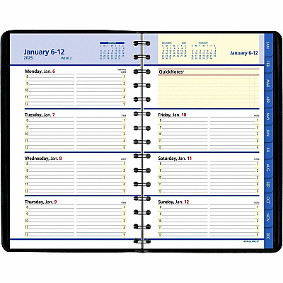 AT-A-GLANCE QuickNotes Weekly Block Format Appointment Book, 8.5 x 5.5, Black Cover, 12-Month (Jan to Dec): 2026 (760205)