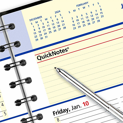 AT-A-GLANCE QuickNotes Weekly Block Format Appointment Book, 8.5 x 5.5, Black Cover, 12-Month (Jan to Dec): 2026 (760205)