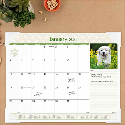 AT-A-GLANCE Puppies Monthly Desk Pad Calendar, Puppies Photography, 22 x 17, White Sheets, Clear Corners, 12-Month (Jan to Dec): 2026 (DMD16632)