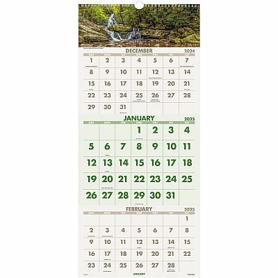 AT-A-GLANCE Scenic Three-Month Wall Calendar, Landscape Photography, 12 x 27, White Sheets, 14-Month: Dec 2025 to Jan 2027 (DMW50328)