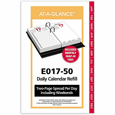 AT-A-GLANCE Two-Color Desk Calendar Refill, 3.5 x 6, White Sheets, 12-Month (Jan to Dec): 2026 (E01750)