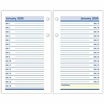 AT-A-GLANCE QuickNotes Desk Calendar Refill, 3.5 x 6, White/Yellow/Blue Sheets, 12-Month (Jan to Dec): 2026 (E51750)