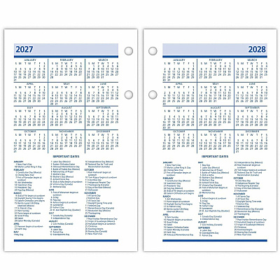 AT-A-GLANCE QuickNotes Desk Calendar Refill, 3.5 x 6, White/Yellow/Blue Sheets, 12-Month (Jan to Dec): 2026 (E51750)