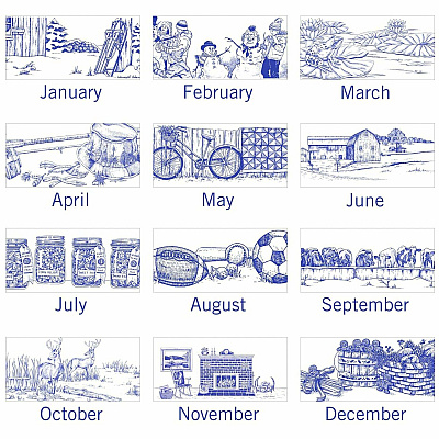 AT-A-GLANCE Illustrator's Edition Wall Calendar, Victorian Illustrations Artwork, 12 x 12, White/Blue Sheets, 12-Month (Jan to Dec): 2026 (G100017)