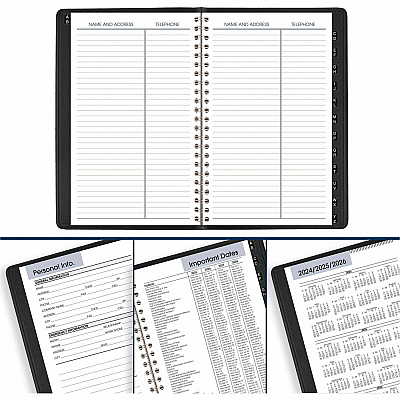AT-A-GLANCE DayMinder Block Format Weekly Appointment Book, Tabbed Telephone/Add Section, 8.5 x 5.5, Black, 12-Month (Jan to Dec): 2026 (G21000)