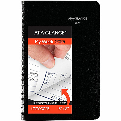 AT-A-GLANCE DayMinder Block Format Weekly Appointment Book, Tabbed Telephone/Add Section, 8.5 x 5.5, Black, 12-Month (Jan to Dec): 2026 (G21000)