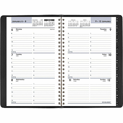 AT-A-GLANCE DayMinder Block Format Weekly Appointment Book, Tabbed Telephone/Add Section, 8.5 x 5.5, Black, 12-Month (Jan to Dec): 2026 (G21000)