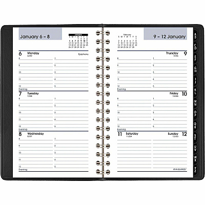 AT-A-GLANCE DayMinder Weekly Pocket Appointment Book with Telephone/Address Section, 6 x 3.5, Black Cover, 12-Month (Jan to Dec): 2026 (G25000)