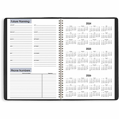 AT-A-GLANCE DayMinder Monthly Planner, Ruled Blocks, 12" x 8", Black Cover, 14-Month: Dec 2025 to Jan 2027 (G47000)