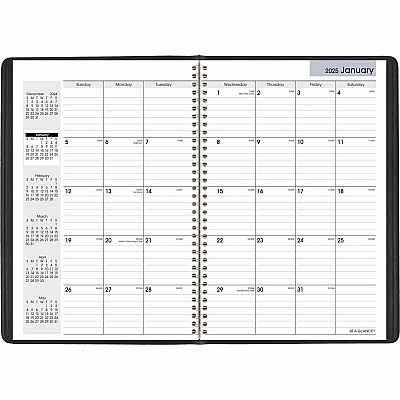 AT-A-GLANCE DayMinder Monthly Planner, Ruled Blocks, 12" x 8", Black Cover, 14-Month: Dec 2025 to Jan 2027 (G47000)