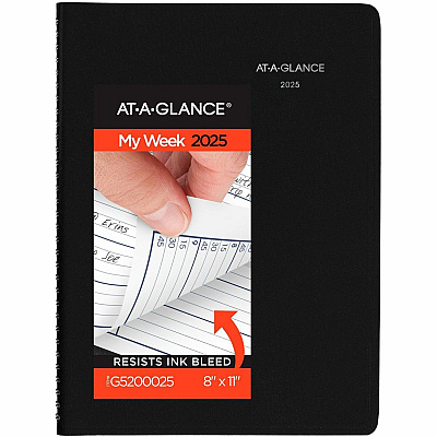 AT-A-GLANCE DayMinder Weekly Appointment Book, Vertical-Column Format, 11 x 8, Black Cover, 12-Month (Jan to Dec): 2026 (G52000)