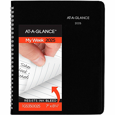 AT-A-GLANCE DayMinder Open-Schedule Weekly Appointment Book, 8.75 x 7, Black Cover, 12-Month (Jan to Dec): 2026 (G53500)