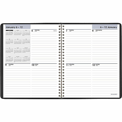 AT-A-GLANCE DayMinder Open-Schedule Weekly Appointment Book, 8.75 x 7, Black Cover, 12-Month (Jan to Dec): 2026 (G53500)