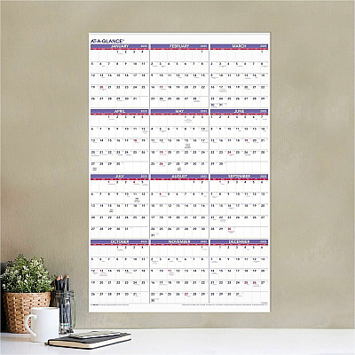 At-A-Glance Recycled Yearly Wall Calendar 24" x 36" English (PM1228)