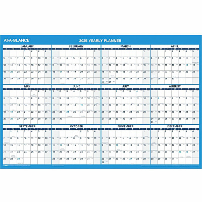 AT-A-GLANCE Horizontal Reversible/Erasable Wall Planner, 36 x 24, White/Blue Sheets, 12-Month (Jan to Dec): 2026 (PM20028)