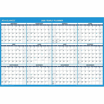 AT-A-GLANCE Horizontal Reversible/Erasable Wall Planner, 48 x 32, White/Blue Sheets, 12-Month (Jan to Dec): 2026 (PM30028)