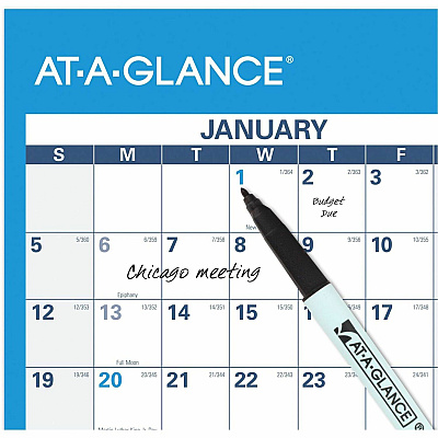 AT-A-GLANCE Horizontal Reversible/Erasable Wall Planner, 48 x 32, White/Blue Sheets, 12-Month (Jan to Dec): 2026 (PM30028)